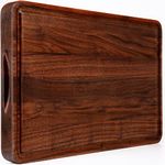 AZRHOM Large Walnut Wood Cutting Board for Kitchen 18x12 inch (Gift Box) with Juice Groove Handles Non-Slip Mats, Extra Thick Reversible Butcher Block Chopping Board Cheese Charcuterie Board