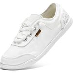 STQ White Slip On Sneakers for Women Low Top Classic Canvas Tennis Shoes with Arch Support White Floral Size 7