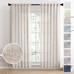 MEETBILY Curtains Panels for Back Tab Semi Sheer, Linen Textured Drapes Rod Pocket, Flax Curtains for Farmhouse/Bedroom/Living Room/Window (2-Pack, 50 x 84 inch Long)