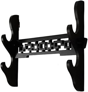 Samurai Sword Holder Wall Mount Display Stand for Katana Wakizashi and Standard Swords 2 Tier