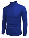 COOFANDY Men's Slim Fit Mock Turtleneck Pullover Sweater Casual Basic Knitted Thermal Sweaters, Royal Blue, X-Large