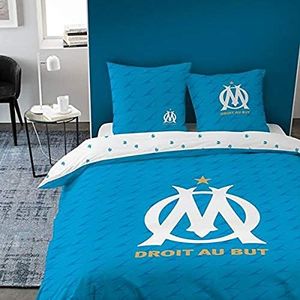OM Housse de Couette + taie d'oreiller 100% Coton - Voilure 240 X 220 + 2 to 63X63 Cm, Bleu