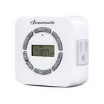 DEWENWILS Indoor Timer Outlet, Digital Light Timer for Electrical Outlets, Programmable Plug in Timer Switch for Grow Lights with 2 Grounded Outlets, ETL Listed