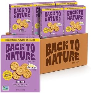 NEW Back to Nature Garlic & Herb Mini Seasoned Crackers, Non-GMO, Plant-Based Snack Cracker, Snack Happy, 5 oz Box (Pack of 6)