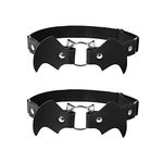 alisikee 2pcs Adjustable Leather Leg Garter, Bat Elastic Punk Thigh Garters for Women, Black