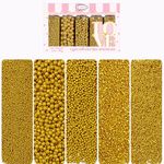 Confect Gold Sprinkles | Sprinkles for Cakes & Cupcakes Decoration | Birthday Sprinkles | Assorted Pack of 5 Golden Glam Gold Sprinkles Mix Dragees, Jimmies & Sparkling Sugar - 3.5 Oz