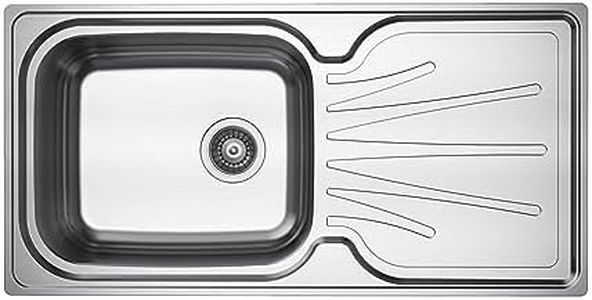 RUMO Stainless Steel Kitchen Sink 1 One Single Large Deep Bowl Reversible with Drainer 1000 x 500mm Inset Life Time Warranty Includes Wastes