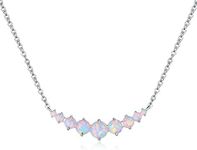 Barzel White Gold Plated Created Fire Opal Graduated Necklace