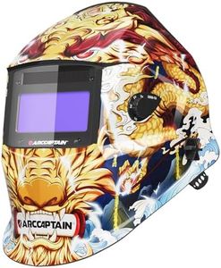 ARCCAPTAIN True Color Welding Helmet, 4 Arc Sensor Auto Darkening Welding Hood, Solar Powered Welding Mask, 1/1/1/1 Top Optical Clarity Welder Helmet, Wide Shade 4/9-13 for TIG MIG ARC, Dragon