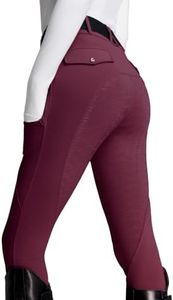 FitsT4 Sports Women's Fleece Horse Riding Pants Burgundy X-Small