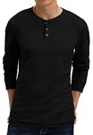 Sailwind Men's Long Sleeve Waffle Henley Casual Henley T-shirts for Men Black