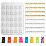 UR URLIFEHALL 1 Pc Gummy Bear Charms Resin Silicone Mould with 200 Pcs Screw Eye Pins for DIY Chocolate Candy Decoration Jewellery Making