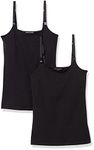 Amazon Essentials Women's Maternity Nursing Friendly Camisole, Pack of 2, Black, Large