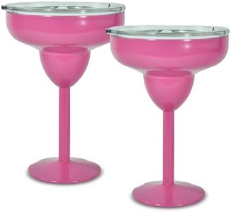 AGH Stainless Steel Margarita Tumbler with Lid, 10oz Insulated Martini Tumbler, Double Wall Cocktail Tumbler Wine Glasses for Party, Vacation, Picnic, Pool, Beach & Patio (Rose Red, 2 Pack)