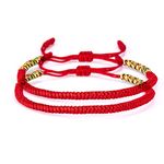 COLORFUL BLING Handmade Weave Tibetan Buddhist Woven Knots Bracelets Mens Womens Lucky Red String Bracelets for Protection Jewelry, Adjustable, natural-fiber, rope