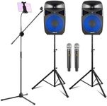 Vonyx VPS102A Complete Home Karaoke System for Adults with Bluetooth Speakers, Wireless Microphones, Tablet Holder Stand & USB MP3 Player for Parties and Home Audio Entertainment