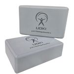 UDKI Yoga Block | Yoga Brick Grey (Set of 2, Extra Large Size), High-Density Premium EVA Foam Material, Soft Surface for Balance, Support & Performance, Yoga Props For Strength Training Exercise (3inch x 9inch x 6inch)