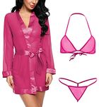 Xs and Os Women's Polyester And Spandex Solid Above-Knee Nightwear With Bra Panty (Rose, Free Size, Above The Knee)