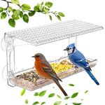 SUPERFA Clear Window Bird Feeder with 4 Extra Strong Suction Cups, Bird Feeders for Wild Bird watching, Outdoor Bird window Feeder