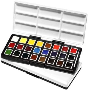 rubens Watercolor Paint Set, 24 Vivid Colors Transparent Watercolor, Artist Solid Watercolor Paint, Professional Travel Water Color, Portable Art Paint Supplier White Box for Beginner, Student, Adult