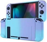 eXtremeRate PlayVital Back Cover for Nintendo Switch Console, NS Joycon Handheld Controller Separable Protector Hard Shell, Protective Case for Nintendo Switch - Gradient Violet Blue