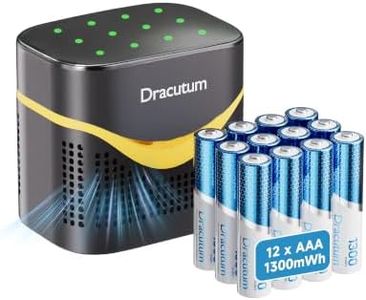 Dracutum 12-Pack 1300mWh Rechargeable AAA Lithium Batteries with Charger