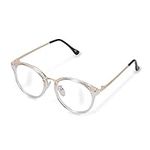 Navaris Vintage Non Prescription Glasses - Retro Round Frame Glasses with Clear Lenses for Men and Women - Unisex Glasses