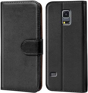 Verco Mobile Phone Case for Samsung S5 Case, Protective Case for Samsung Galaxy S5 Neo PU Leather Flip Case Wallet - Black