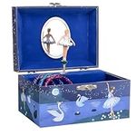 Jewelkeeper Girl's Ballerina Musical Jewellery Storage Box with Pull-out Drawer, Glitter Design, Swan Lake Tune | Child Jewellery Boxes, Musical Ballerina Jewellery Box, White Ballerina Jewellery Box