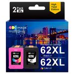 GPC Image 62XL Ink Cartridges Replacement for HP 62 XL for Envy 5540 5541 5542 5543 5544 5545 5546 5547 5548 5640 5642 5644 5646 7640 OfficeJet 200 250 5740 5742 5744(Black Colour, 2-Pack)