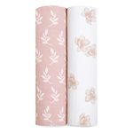 aden + anais Cotton Muslin Swaddle - 2 Pack Squares | Large Receiving Blankets for Girls & Boys | Ideal Newborn Babies & Infant Swaddling Wrap Set | Perfect Earthly, 120x120cm