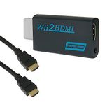 GoldOars Wii to HDMI Adapter with 1.5m HDMI Cable, Wii to HDMI Converter, Wii Adapter to HDMI Supports All Wii Display Modes(Black)