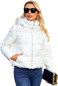 MODERN BUBBLE Puffer Jacket Womens Thickened Down Jacket with Diamonds Lightweight Winter Coats for Women