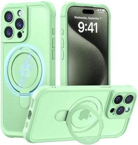 MOCCA Design for iPhone 15 Pro Case with Magnetic Invisible Stand [Full Camera Protection] [Compatible with Magsafe] Military Drop Shockproof Translucent Matte Phone Case Cover 6.1",Matcha Green