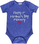 Comfiv first mothers day baby boy girl outfit happy 1st mother's day mommy bodysuit gifts, Charcoal Blue, 3-6 Months