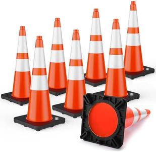 BATTIFE 28 Inch Traffic Cones with Black Weighted Base, PVC Orange Safety Cones for Traffic Control, Construction Events, Driveways, and Parking Lots (8 Pack)