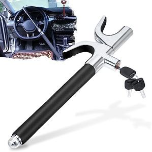 MOTYCSE Steering Wheel Lock,Wheel Lock Anti Theft,Steering Wheel Lock Anti Theft,Wheel Lock,Car Steering Wheel Lock,Adjustable Anti-Theft Lock with 3keys for Auto/Cars/Vans/SUV(Black)