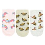 BALENZIA X Disney Animal Lowcut Ankle socks for Women (3 Pair Pack) (Pink, Blue, White)