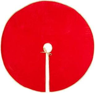 Juvale Red Christmas Tree Skirt, Plain Tree Skirt with Gold Trim for Holiday Decor, Stylish Holiday Indoor Decorations, Round Tree Mat Base Cover (42 Inches)