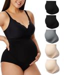 HBselect Pack of 5 Women's Maternity Fashion High Waist Underwear Pregnancy Seamless Soft Hipster Overbelly Maternity Briefs C: Black*2 Beige*2 Gray M