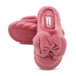 VRITRAZ Indoor Slipper, Comfort Slip On Closed Toe Warm Fur House Clog (Pink Bow, UK-9)