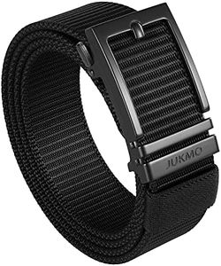 JUKMO Ratchet Belt for Men, Nylon Web Tactical Gun Belt with Automatic Slide Buckle, Black, Medium-for Waist 38"-41"(Length 49")