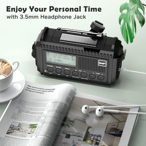Mesqool DAB Solar Emergency Radio – Portable Hand Crank Weather Alert