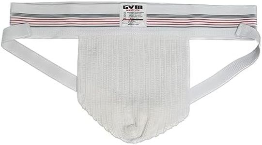 GYM Mens Old School Jockstrap with 2" Waistband (White, Large)