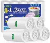 OKKEAI Small Trash Bags -1.2 Gallon Biodegradable Garbage Bags 5 Liter Trash Bags Wastebasket Liners for Bathroom,Office,Translucent,120 Counts Fit 5L 1.2,1.5,2Gal…