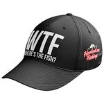 WTF Wheres The Fish Fishing Baseball Cap Hat Mens - Fishing Gifts for Men - Fishing Hat (Black)