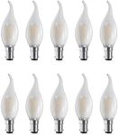 BELINGGO B15 SBC Small Bayonet Cap Candle Bulbs, B15d LED Dimmable Filament Candelabra Bulbs, C35 Soft Warm White 2700K, Frosted Glass Flame Shape Bent Tip, Energy Saving Light Bulb, 10 Pack