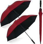 Weewooday 2 Pcs Golf Umbrella Windproof Extra Large 47.2 Inch, Automatic Open, Black Golf Brolly Sports Wind Resistant, UV Protection Waterproof Stick Umbrellas for Rain Sun Wedding (Wine Red)