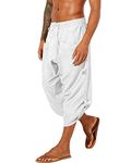 YAOHUOLE Men's Trousers Cotton Linen Trouser Casual Drawstring Yoga Beach Pant Mens Beach Trousers White 3XL