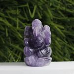 Shubhanjali Healing Crystal Stones Amethyst Ganesh Ji Murti for Home Décor Gift 200-250 Gm Lord Amethyst Crystal Ganesh Idol for Car Dashboard Office Desk Table